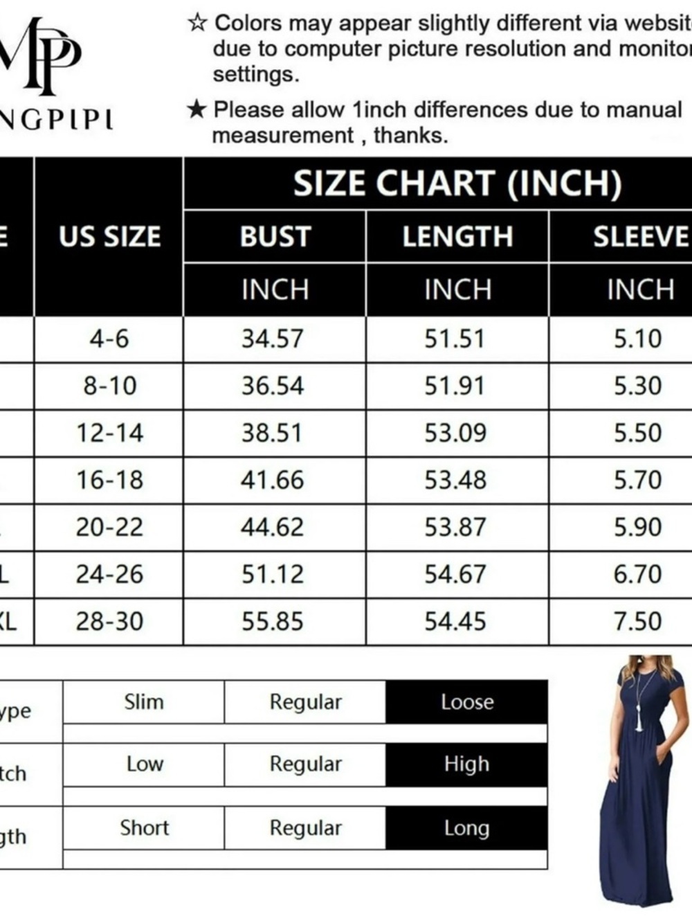 Mengpipi Casual Navy Short-Sleeve Maxi Dress with Pockets - Picture 5 of 6